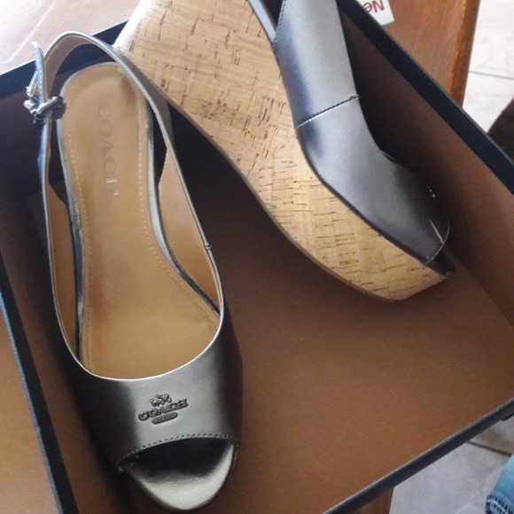 Ginuine Metallic Coach Cork wedges - Picture 1 of 4